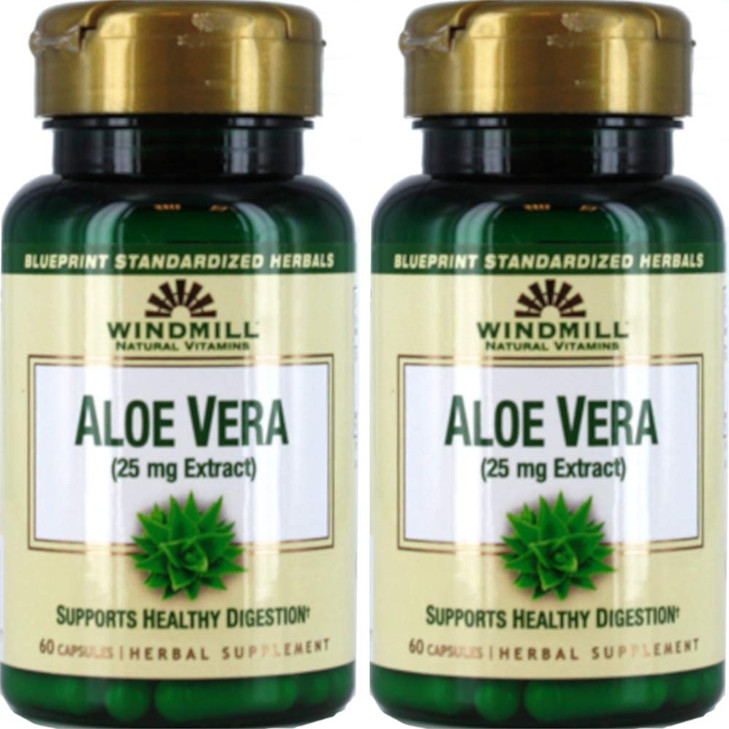Windmill Natural Vitamins Aloe Vera (25mg Extract) 60 Capsules (Pack of 2)