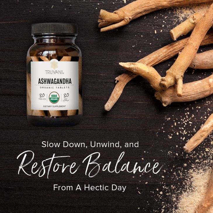 Truvani Organic Ashwagandha | Daily Energy, Positive Mood Support, Supports Brain Health | Supports Muscle Growth and Endurance | Healthy Sleep Suppo