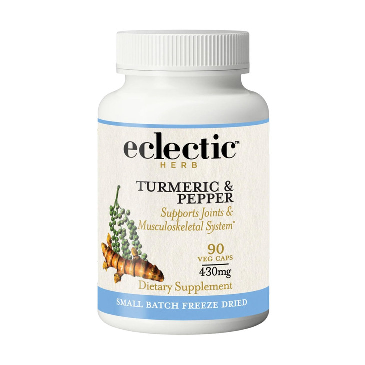 Eclectic Herb - Organic Turmeric & Pepper Capsules | Musculoskeletal System & Joint Health Support | Herbal Supplement | Vegan, Non-GMO, Gluten Free,