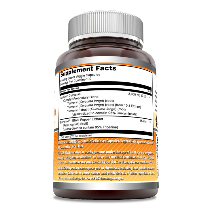 Amazing Formulas Turmeric Curcumin with Bioperine 3000 mg Per Serving | 90 Veggie Capsules Supplement | Non-GMO | Gluten Free | Made in USA
