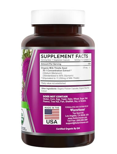 FarmHaven USDA Organic Milk Thistle Capsules | 30X Concentrated Seed Extract & 80% Silymarin Standardized - Supports Liver Function and Overall Healt