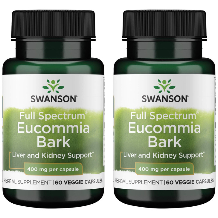 Swanson Full Spectrum Eucommia Bark 400 mg 60 Veg Caps (2 Pack)
