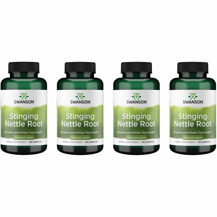 Swanson Stinging Nettle Root (Urtica Dioica) - Herbal Supplement - (100 Capsules, 500mg) (4 Pack)