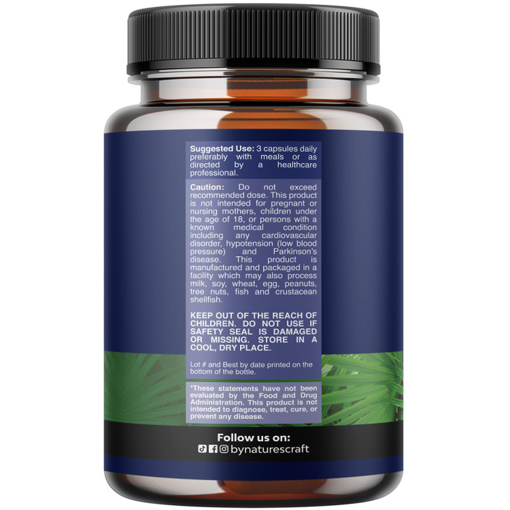 Herbal Saw Palmetto Male Supplement - Potent Pygeum and Saw Palmetto Extract with Beta Sitosterol & Green Tea Supplements for Adult Males for Urinary