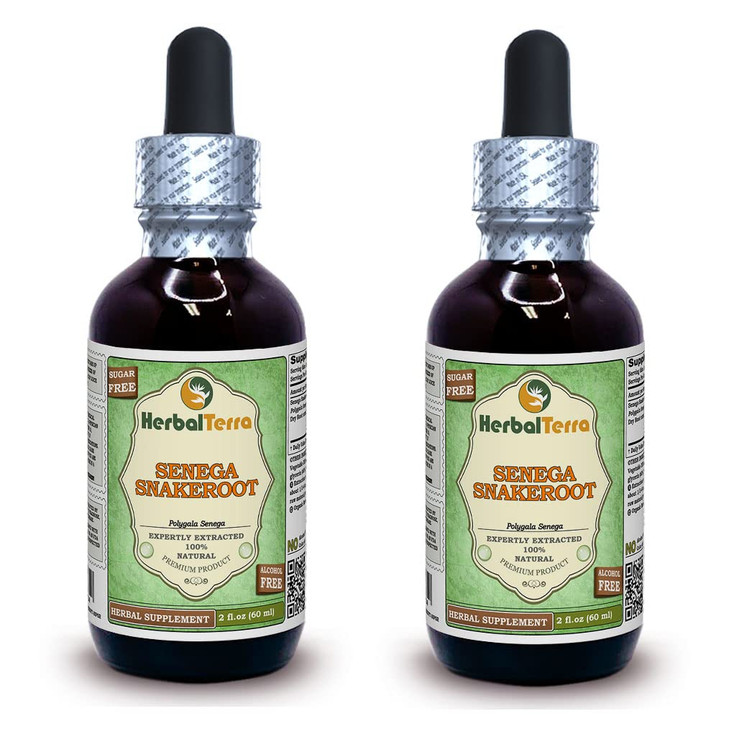 Herbal Terra LLC Senega Snakeroot (Polygala Senega) Glycerite, Dried Roots Alcohol-Free Liquid Extract 2 oz