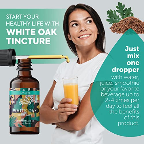 White Oak Tincture, Organic White Oak Extract (Quercus alba) Dried Bark Supplement 2 Oz, 670 mg