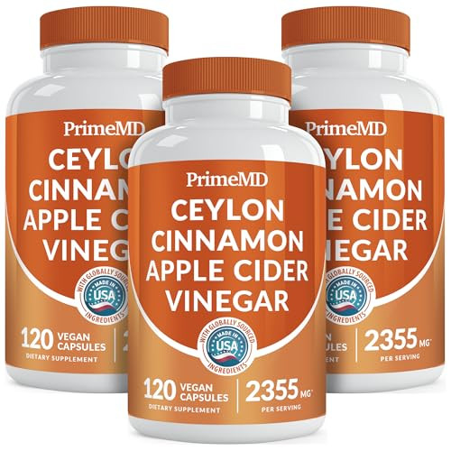 5-in-1 Ceylon Cinnamon Capsules 2355mg - Ceylon Cinnamon and Apple Cider Vinegar Capsules - Turmeric and Panax Ginseng - Cinnamon Supplements with Bi