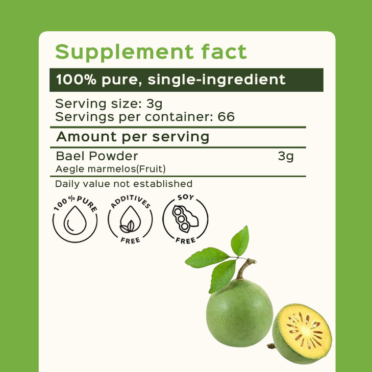 bixa BOTANICAL Bilva Fruit Powder | Gentle Digestive Support and Gut Cleanse | Aegle marmelos | 200 Grams / 7 OZ | Ayurvedic Herbal Supplement | Glut