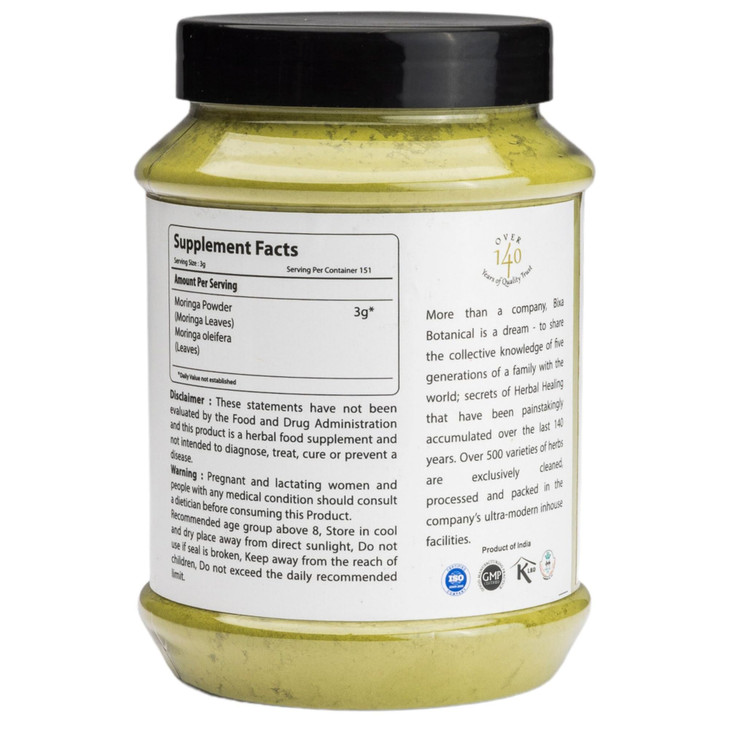 bixa BOTANICAL Moringa Powder (Organic Moringa Oleifera - 100% Pure Moringa Leaf/Drum Stick Shigru) | Perfect for Drinks, Tea,Smoothies & Recipes - 7