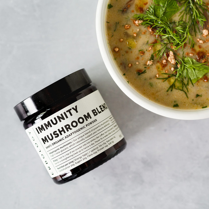 Erbology Organic Immunity Mushroom Complex 50 Servings - High in Beta-glucans - Reishi, Cordyceps, Lion's Mane, Turkey Tail - Sustainably Grown in Eu