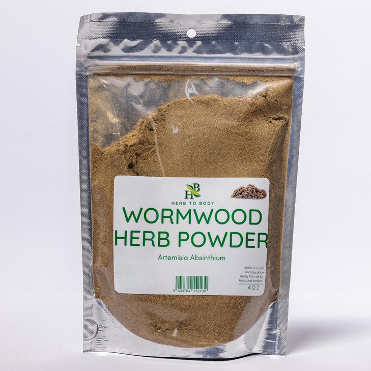 Herb To Body Wormwood Powder - 4oz Wildcrafted Organic Wormwood (Artemisia Absinthium) for Herbal Teas & Blends, Artemisia Tea, and Traditional Prepa