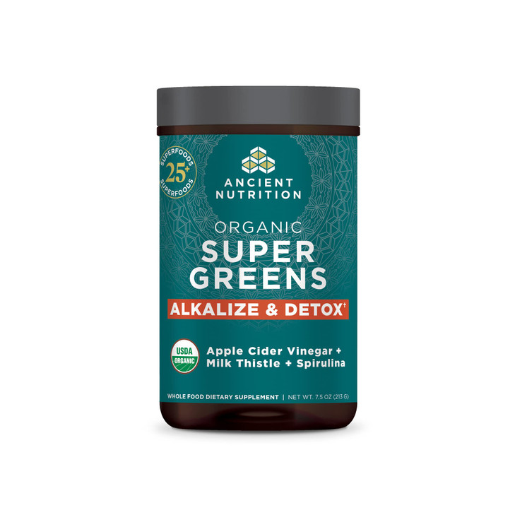 Ancient Nutrition Supergreens Alkalize & Detox Powder, Organic Superfood Powder Made from Real Fruits, Vegetables and Herbs, for Digestive and Energy