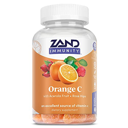 ZAND Immunity Orange Vitamin C Gummies, Wellness and Immune Support Supplement, Chewable Vitamin C w/Citrus Bioflavonoids, Rose HIPS and Acerola, Veg