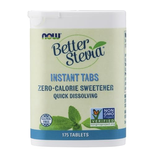 NOW Foods, Better Stevia Instant Tabs, Zero-Calorie Sweetener, Certified Non-GMO, Gluten-Free, 175 Tablets