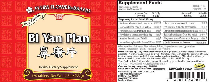 Bi Yan Pian, Nose Inflammation Pills, 120 Tablets (2 Pack)