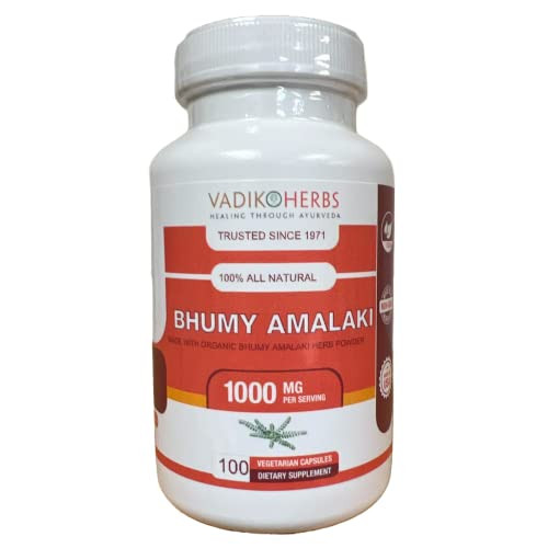 Vadik Herbs Certified Organic Bhumy Amalaki (Phyllanthus amarus) Powder 100 Vegicaps