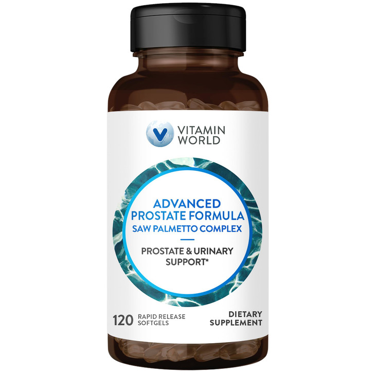 Vitamin World Advanced Prostate Formula Saw Palmetto Complex 120 Softgels, Supports Prostate Health, Urinary Health, Rapid-Release, Gluten Free