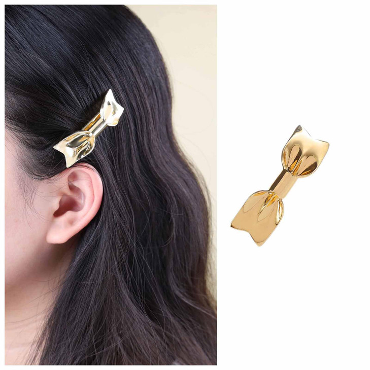 Iaceble Metal Bow Hair Clip Bow Knot Side Clip Hairclip Minimalist Gold Hair Barrette Bow Shape Hairclip Head Clip Decorative Hair Accessories for Wo