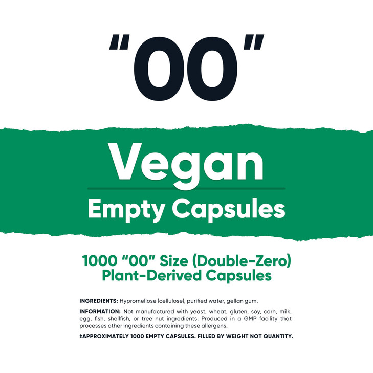 Nutricost Empty Capsules Size 00 Vegan - 1,000 Clear Empty Plant-Based Capsules - Kosher Certified, Halal Certified, Non-GMO, Soy Free, Gluten Free,