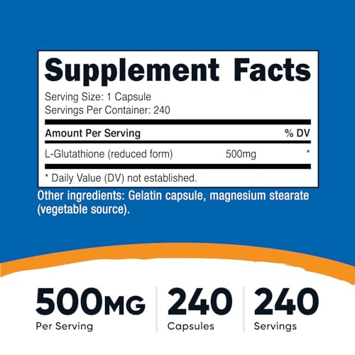 Nutricost Glutathione Capsules 500mg, 240 Capsules - Gluten Free, GMO Free