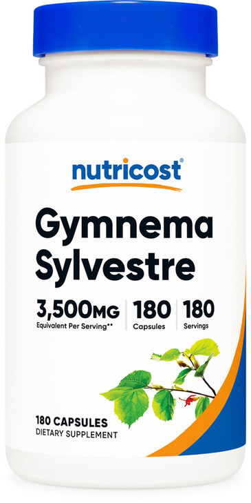 Nutricost Gymnema Sylvestre 3,500mg Equivalent from 175mg of 20:1 Extract Per Serving, 180 Capsules for 180 Servings Per Bottle - GMO Free, Gluten Fr