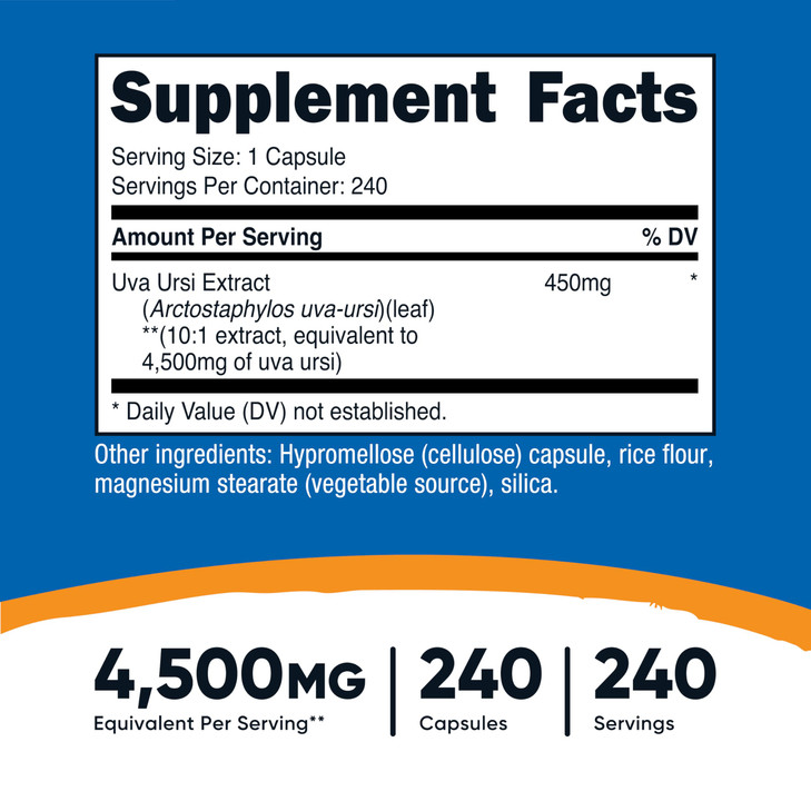 Nutricost Uva Ursi 4,500mg Equivalent from 450mg of 10:1 Extract Per Serving, 240 Capsules for 240 Servings Per Bottle - Vegetarian, Gluten Free and