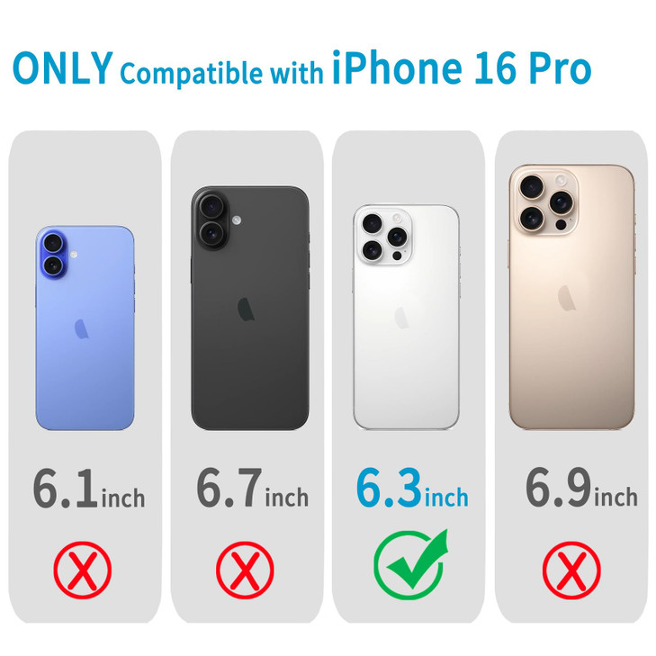 Hsefo Magnetic Case for iPhone 16 Pro Case 6.3-Inch, Compatible with MagSafe Wireless Charging, Transparent Anti-Scratch Back Shockproof Slim Thin Ph