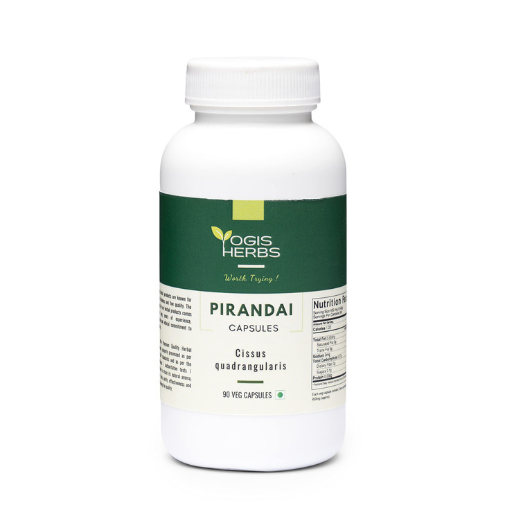YOGIS HERBS Pirandai Capsules (Cissus quadrangularis)  90 Veg Capsules