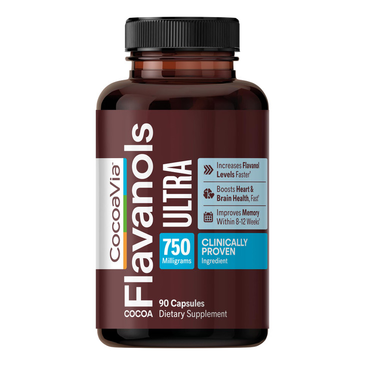 CocoaVia Ultra 750mg Cocoa Flavanols  Heart & Brain Support, Memory & Blood Circulation Booster, High Flavanol Cocoa for Nitric Oxide, Energy & Oxyg