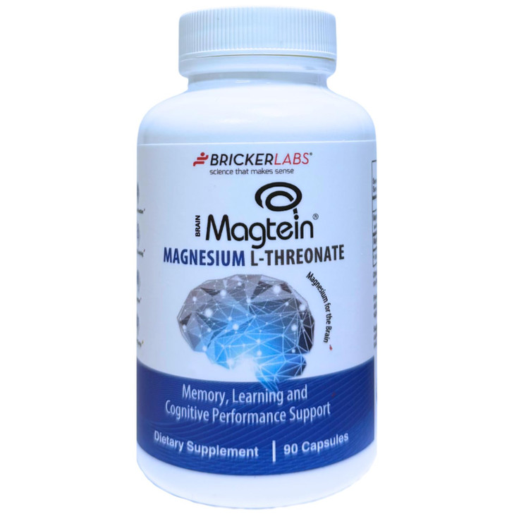 Bricker Labs Magtein® Magnesium L-Threonate Supplement  Brain Health, Memory, Focus, Learning & Cognitive Function Support  90 Capsules, 30 Serving