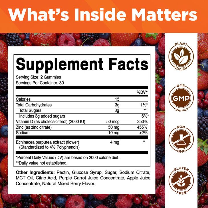 Vitamatic Zinc 50mg Gummies  60 Vegan Gummies Gluten Free  Healthy Immune Support for Adults, Men & Women
