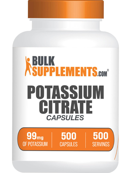 BulkSupplements.com Potassium Citrate Capsules - Mineral Supplement, Potassium Citrate 99mg - Gluten Free, 1 Capsule per Serving, 500 Count (Pack of