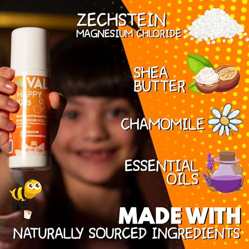 VAL Magnesium Roll-On for Kids | Gentle Zechstein Magnesium Chloride | Relaxation for Daytime & Bedtime | Calm & Mood Support | with Chamomile, Shea