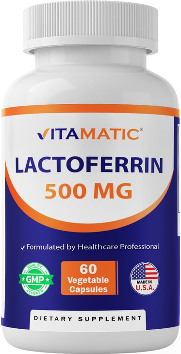 Vitamatic Lactoferrin 500mg  60 Vegetable Capsules Promotes Healthy Immune Function