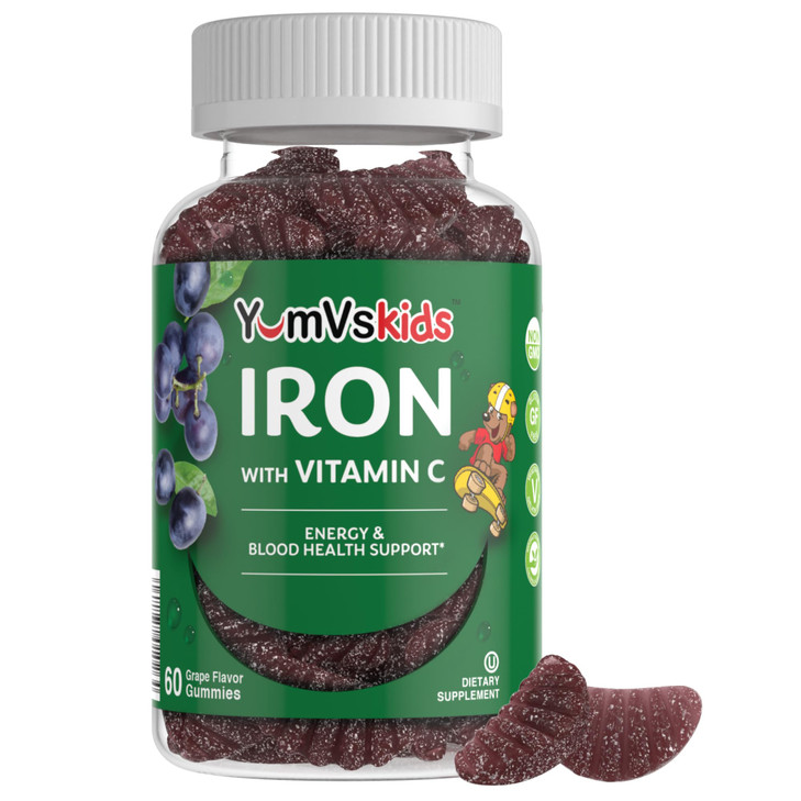 Iron Supplement for Kids  5 mg Kids Gummies with Vitamin C  Great-Tasting Gummies Grape Flavor  Supports Immune Health & Helps with Iron Deficienc