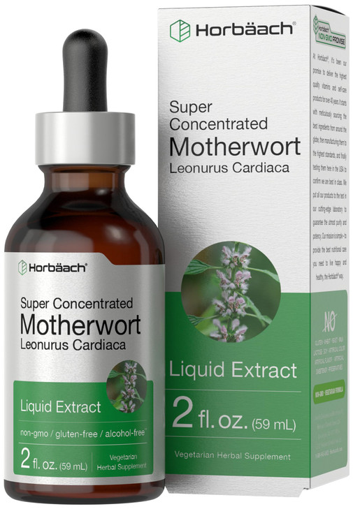 Horbaach Motherwort Herb Extract Tincture | 2 oz | Low Alcohol Liquid | Vegetarian | Leonurus Cardiaca | Non-GMO, Gluten Free
