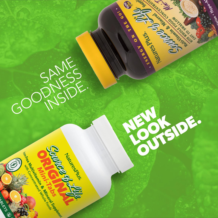 NaturesPlus Source of Life No Iron - 180 Mini-Tabs, Pack of 2 - Multivitamin & Mineral Supplement - Supports Natural Energy & Overall Well-Being - Gl