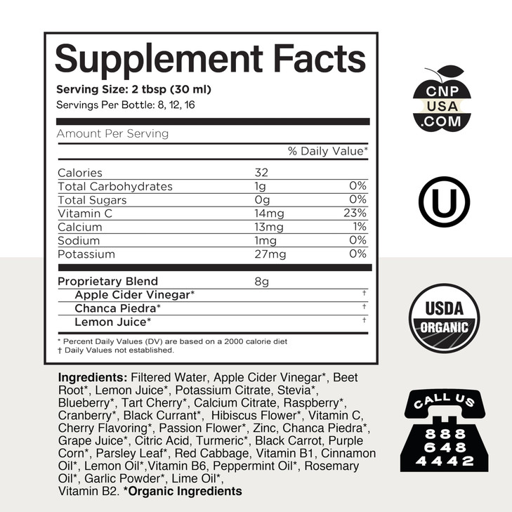 Complete Natural Products Kidney Complete - 16oz Liquid Dietary Supplement for Kidney Support, Cleanse, and Detox with Apple Cider Vinegar, Lemon, &