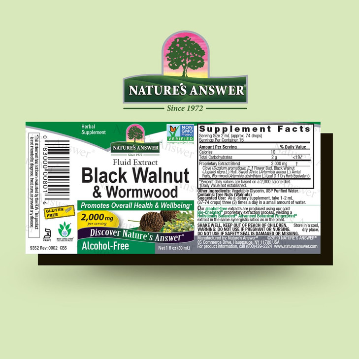 Nature's Answer Black Walnut and Wormwood Complex | Promotes Overall Health and Wellbeing | Super Concentrated 2,000mg | Vegan, Non-GMO, Gluten-Free