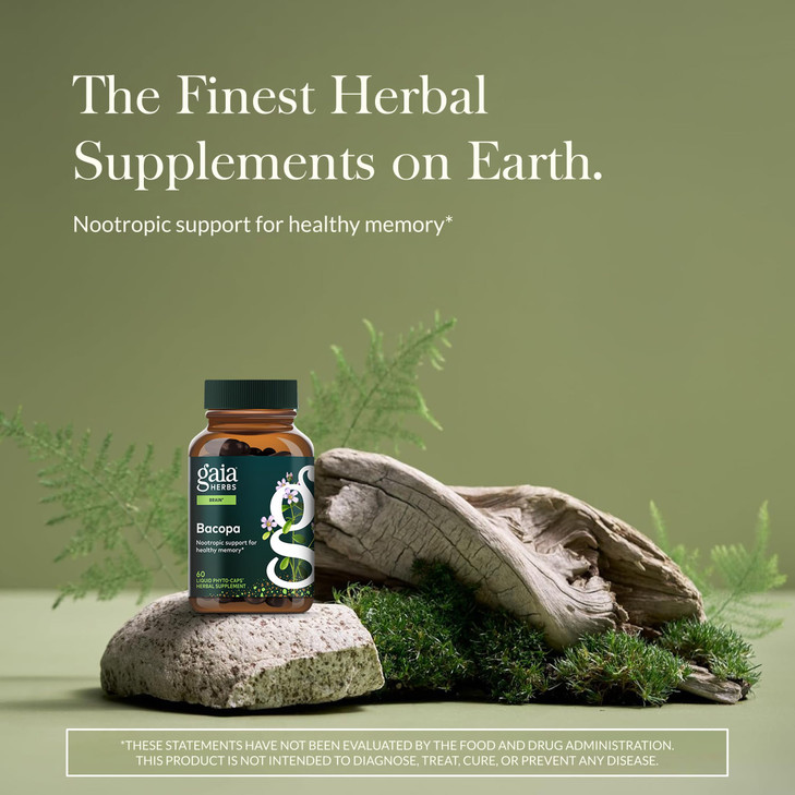 Gaia Herbs Bacopa - Brain & Cognitive Support Herbal Supplement - Made with Bacopa Monnieri to Help Support a Thriving Mind* - 60 Vegan Liquid Phyto-