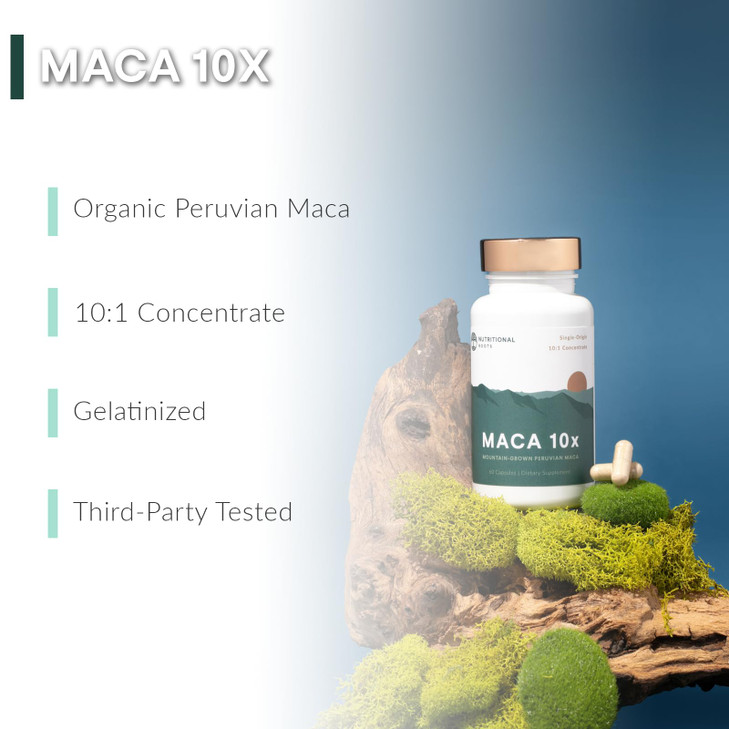 Nutritional Roots Maca Root Capsules: Peruvian Maca 10x, Made with Organic Maca Powder (Lepidum meyennii), 10:1 Concentration, Single-Origin, Vegan,