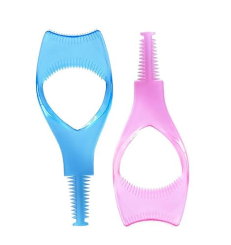 2 Pcs 3 in 1 Mascara Applicator Plastic Makeup Eyelash Tool Upper Lower Eye Lash Mascara Guard Applicator Guide with Eyelash Comb for Women (1 Blue +
