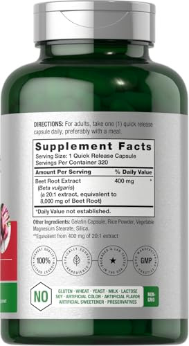 Horbäach Beet Root Powder Capsules | 320 Pills | Non-GMO, Gluten Free Formula | High Potency Herbal Extract Supplement
