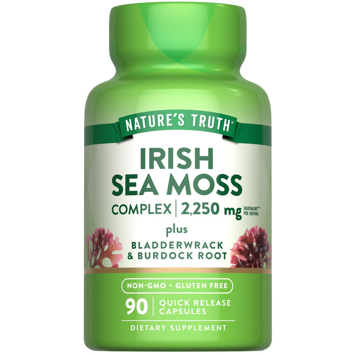 Nature's Truth Irish Sea Moss Capsules | 90 Count | Complex Formula with Bladderwrack & Burdock Root | Non-GMO & Gluten Free Supplement