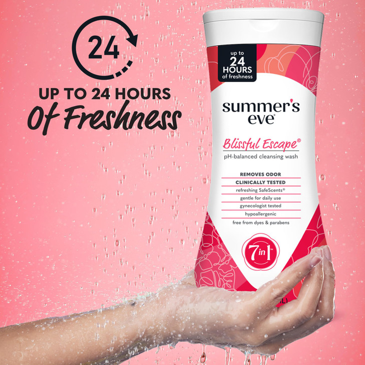 Summer's Eve Blissful Escape All-Over Daily Feminine Wash, pH-Balanced Body Wash for Women, Removes Vaginal Odor and Refreshes, 15 Fl Oz