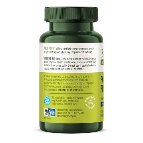 Banyan Botanicals Pollen Protect  Clinically Tested Organic Ayurvedic Supplement  Supports a Healthy Respiratory Response to Seasonal Irritants* 