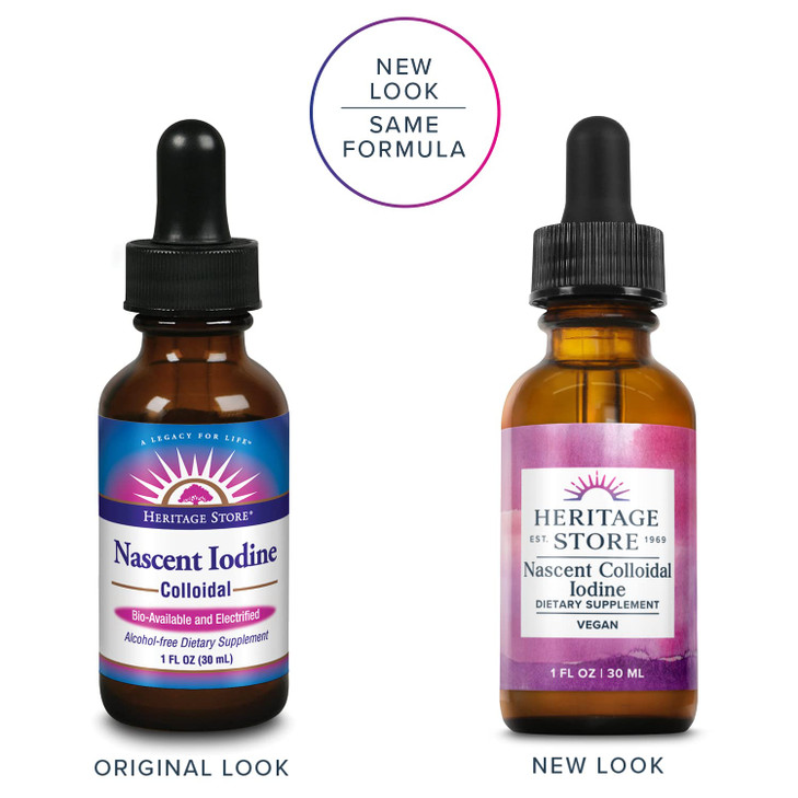 Heritage Store Nascent Colloidal Iodine Drops 246mcg, Liquid Iodine Supplement for Healthy Thyroid Support,* with Nascent Iodine from Atlantic Kelp,