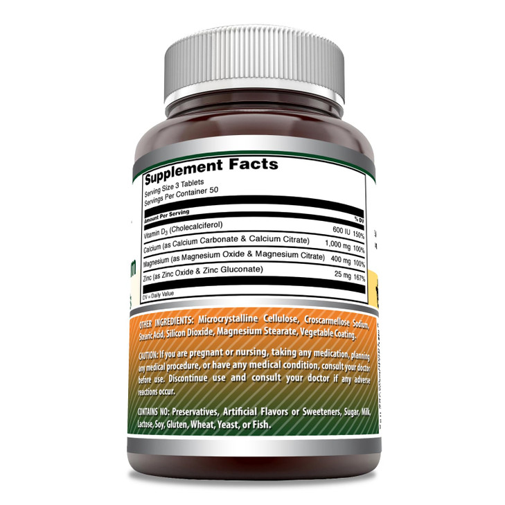 Amazing Formulas Calcium Magnesium Zinc + D3 Supplement | 150 Tablets | Non-GMO | Gluten-Free | Made in USA