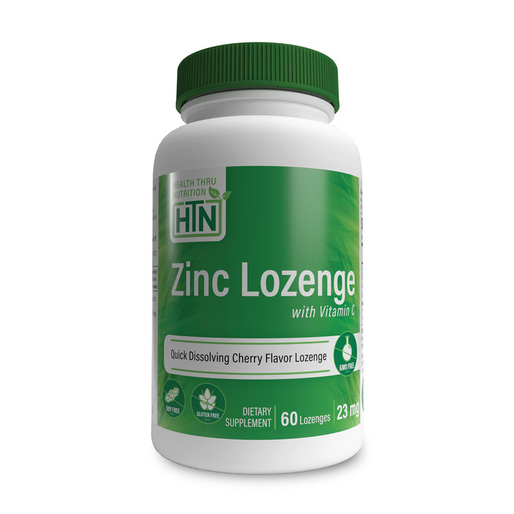 Health Thru Nutrition Zinc Lozenge with Vitamin C | Zinc 23mg Vitamin-C 30mg | Natural Chery Flavor | Supports Healthy Immune Function | 3rd Party Te