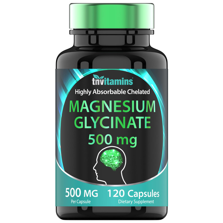 Magnesium Glycinate 500mg Per Capsule - 120 Count | 4 Month Supply! | Pure Chelated Magnesium Supplement for Sleep, Calm, Nerve, Joint, & Bone Suppor